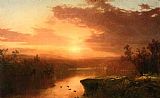 John Frederick Kensett Sunset over Lake George painting